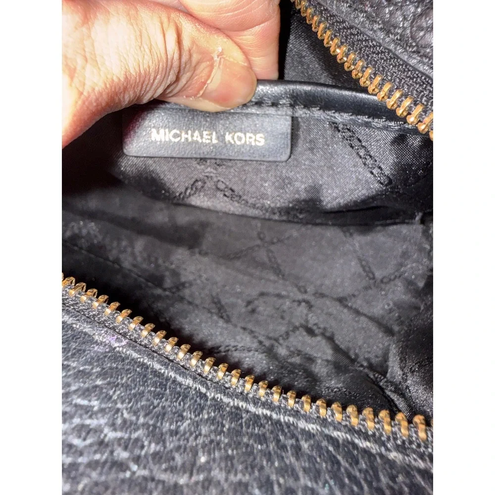 Michael Kors Hamilton Mini Messenger Black Pebbled Leather Studded Crossbody Bag